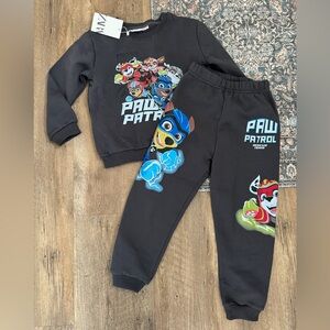 NWT ZARA Paw Patrol Kids Sweatshirt and Jogger Set Charcoal size 7